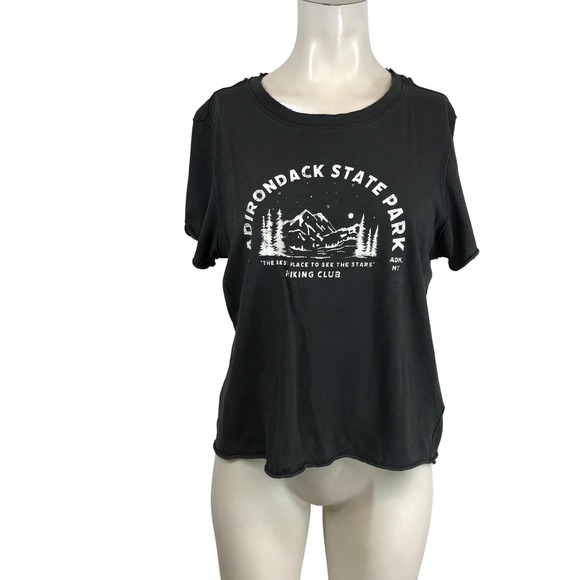 Anthropologie Tops - Anthropologie Adirondack State Park Hiking Club Graphic Tee Washed Black Medium